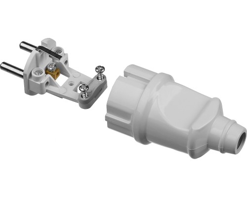 Прямая вилка MAXElectro, белая, 16 А/220 В, 1300 Вт STAYER 55160-W