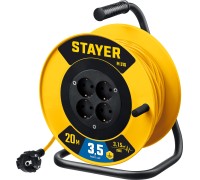 Силовой удлинитель на катушке M-315, ПВС, 3x1.5 мм2, 20 м, 3500 Вт STAYER 55078-20_z01