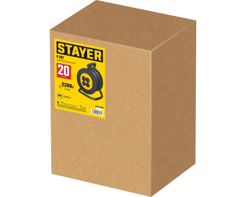 Удлинитель на катушке S-207, ПВС, 2x0.75 мм2, 20 м, 2200 Вт STAYER 55073-20_z02