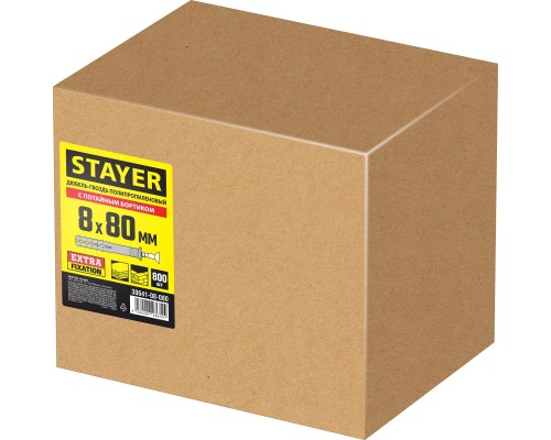 Дюбель-гвоздь 8x80 мм, потайной бортик, 800 шт STAYER 30641-08-080