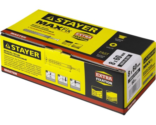Дюбель-гвоздь 8x60 мм, потайной бортик, 60 шт STAYER 30645-08-060