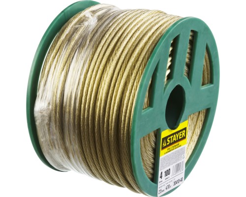 Стальной трос в полимерной оболочке 4 мм, L 100 м STAYER 30410-40