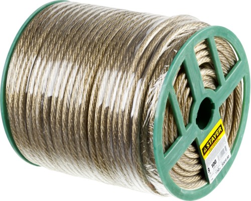 Стальной трос в полимерной оболочке 8 мм, L 100 м STAYER 30410-80