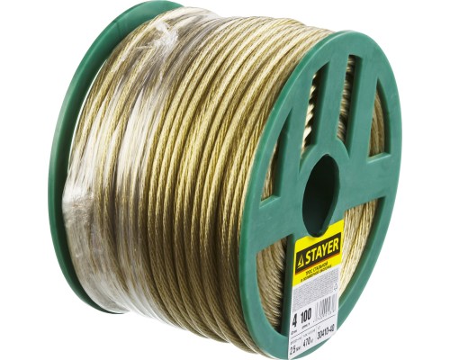 Стальной трос в полимерной оболочке 4 мм, L 100 м STAYER 30410-40