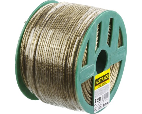 Стальной трос в полимерной оболочке 3 мм, L 200 м STAYER 30410-30
