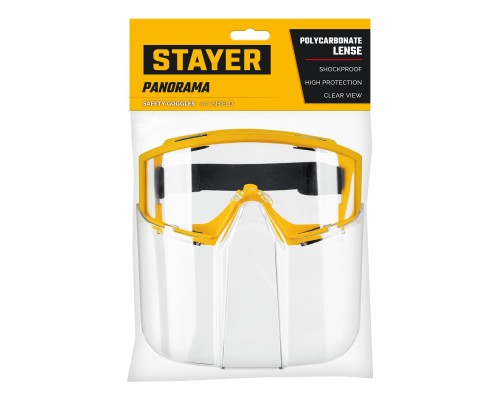Защитные очки PANORAMA в комплекте со щитком, непрямая вентиляция STAYER 110292
