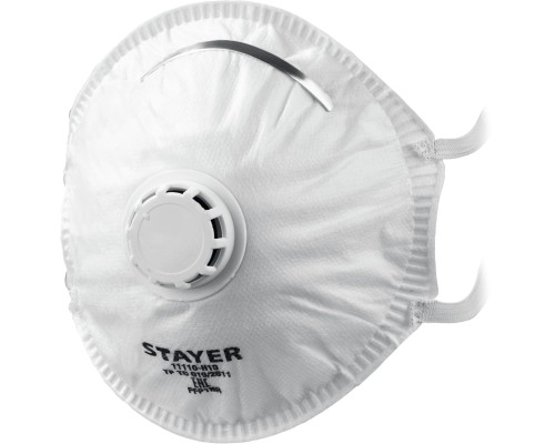 Фильтрующая полумаска с клапаном выдоха KV-99, класс защиты FFP3, коническая STAYER 11110-3_z01