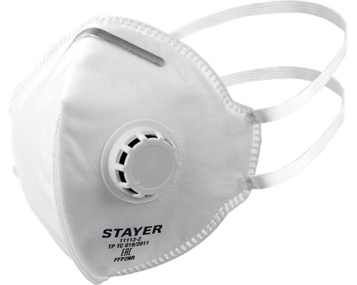 Фильтрующая полумаска с клапаном выдоха FV-95, класс защиты FFP2, плоская STAYER 11113-2_z01