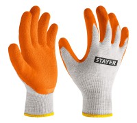 Х/б перчатки с рельефным латексным покрытием противоскользящие ULTRA, S-M STAYER 11403-S