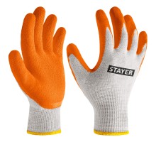 Х/б перчатки с рельефным латексным покрытием противоскользящие ULTRA, S-M STAYER 11403-S