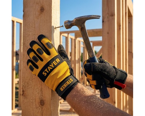 Комбинированные перчатки для тяжелых механических работ STRIKER р.XL (10) STAYER 11410-XL