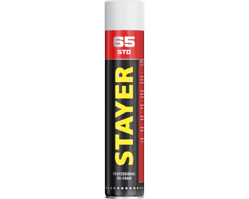 Монтажная пена STD 65, 750 мл, адаптерная, выход до 65 л STAYER 41134
