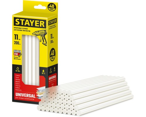Универсальные клеевые стержни Universal, 11x200 мм, 40 шт STAYER 2-06821-T-S40