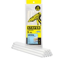 Универсальные клеевые стержни Professional Cristal, 11x200 мм, 12 шт, прозрачные STAYER 0682-12
