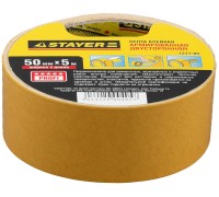 Двухсторонняя клейкая лента 50 мм, 5 м, на тканевой основе STAYER 1217-05
