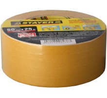Двухсторонняя клейкая лента 50 мм, 25 м, на тканевой основе STAYER 1217-25