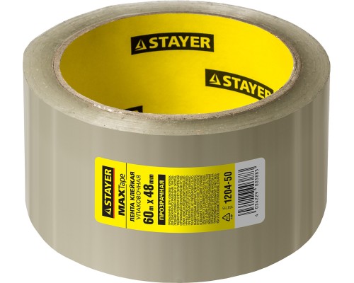 Клейкая лента Max Tape, 48 мм, 60 м, 45 мкм, прозрачная STAYER 1204-50