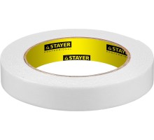 Двухсторонняя клейкая лента 19 мм, 5 м, белая, на вспененной основе STAYER 12231-19-05