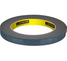 Двухсторонняя клейкая лента 12 мм, 5 м, черная, на вспененной основе STAYER 12233-12-05