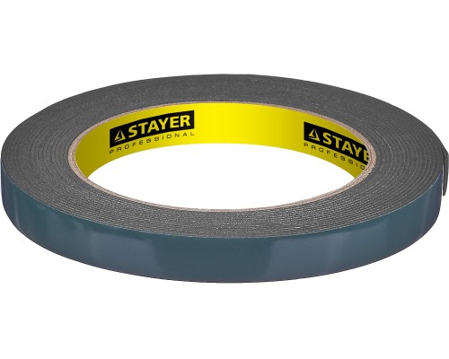 Двухсторонняя клейкая лента 12 мм, 5 м, черная, на вспененной основе STAYER 12233-12-05