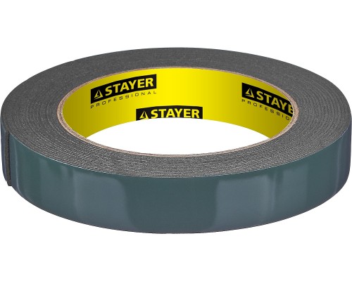 Двухсторонняя клейкая лента 19 мм, 5 м, черная, на вспененной основе STAYER 12233-19-05