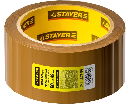 Клейкая лента 48 мм, 60 м, 45 мкм, коричневая STAYER 1207-50