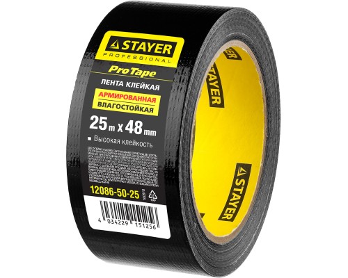 Армированная лента 48 мм, 25 м, черная STAYER 12086-50-25
