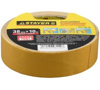 Двухсторонняя клейкая лента 38 мм, 10 м, на тканевой основе STAYER 1217-38-10