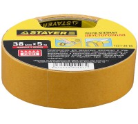 Двухсторонняя клейкая лента 38 мм, 5 м, на полипропиленовой основе STAYER 1221-38-05