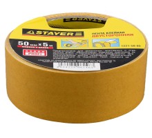 Двухсторонняя клейкая лента 50 мм, 5 м, на полипропиленовой основе STAYER 1221-50-05