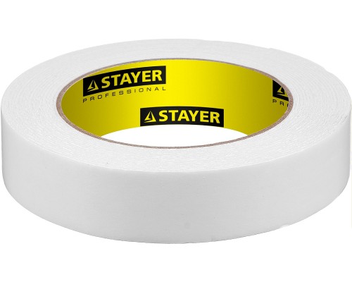 Двухсторонняя клейкая лента 25 мм, 5 м, белая, на вспененной основе STAYER 12231-25-05