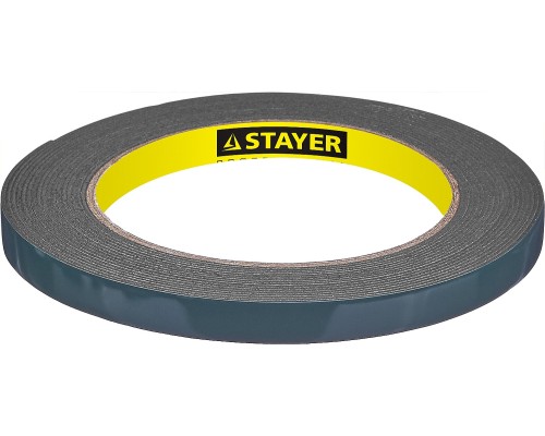 Двухсторонняя клейкая лента 9 мм, 5 м, черная, на вспененной основе STAYER 12233-09-05