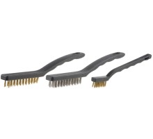 Щетка проволочная 3 ряда, пластмассовая рукоятка, стальная STAYER 3515-H3