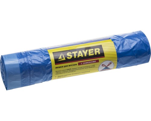 Мусорные мешки Stayer 30 л, 20 шт, голубые, с завязками STAYER 39155-30