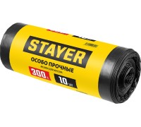 Строительные мусорные мешки HEAVY DUTY, 300 л, 10 шт, черные, особопрочные STAYER 39157-300