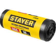 Строительные мусорные мешки HEAVY DUTY, 360 л, 10 шт, черные, особопрочные STAYER 39157-360