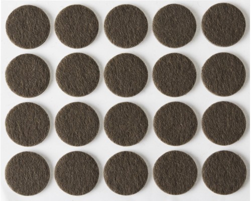 Мебельные накладки d 16 мм, самоклеящиеся, фетровые, 20 шт, коричневые STAYER 40910-16