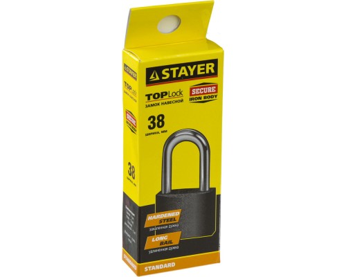 Навесной замок 38 мм, удлиненная дужка STAYER 37160-38-1