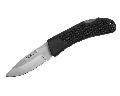 Складной нож 75 мм, средний, с обрезиненной ручкой STAYER 47600-1_z01