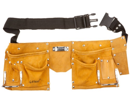 Пояс для инструментов с 10 карманами кожаный, 2 скобы STAYER 38510