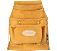 Поясная сумка для инструментов с 10 карманами кожаная, 2 скобы STAYER 38517