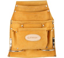 Поясная сумка для инструментов с 10 карманами кожаная, 2 скобы STAYER 38517