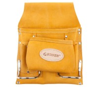 Поясная сумка для инструментов с 8 карманами кожаная, 2 скобы STAYER 38515