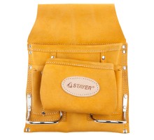 Поясная сумка для инструментов с 8 карманами кожаная, 2 скобы STAYER 38515