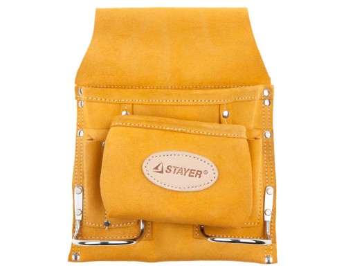 Поясная сумка для инструментов с 8 карманами кожаная, 2 скобы STAYER 38515