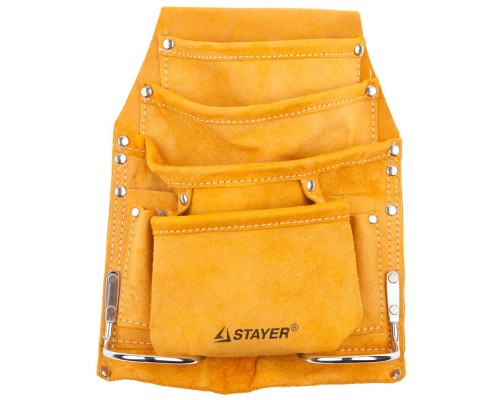 Поясная сумка для инструментов с 8 карманами кожаная, 2 скобы STAYER 38505