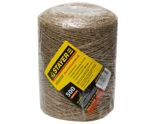 Льнопеньковый шпагат 500 м, d 1.4 мм, 1250 текс, 13.5 кгс STAYER 50110-500