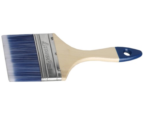Плоская кисть AQUA, 100 мм, 4", искусственная щетина, деревянная ручка, для воднодисперсионных и акриловых ЛКМ STAYER 01032-100