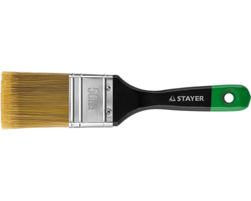 Плоская кисть UNIVERSAL-ARTEX, 50 мм, 2", искусственная щетина, деревянная ручка, для высокотекучих ЛКМ STAYER 0106-050