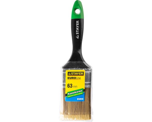 Плоская кисть UNIVERSAL-ARTEX, 63 мм, 2.5", искусственная щетина, деревянная ручка, для высокотекучих ЛКМ STAYER 0106-063